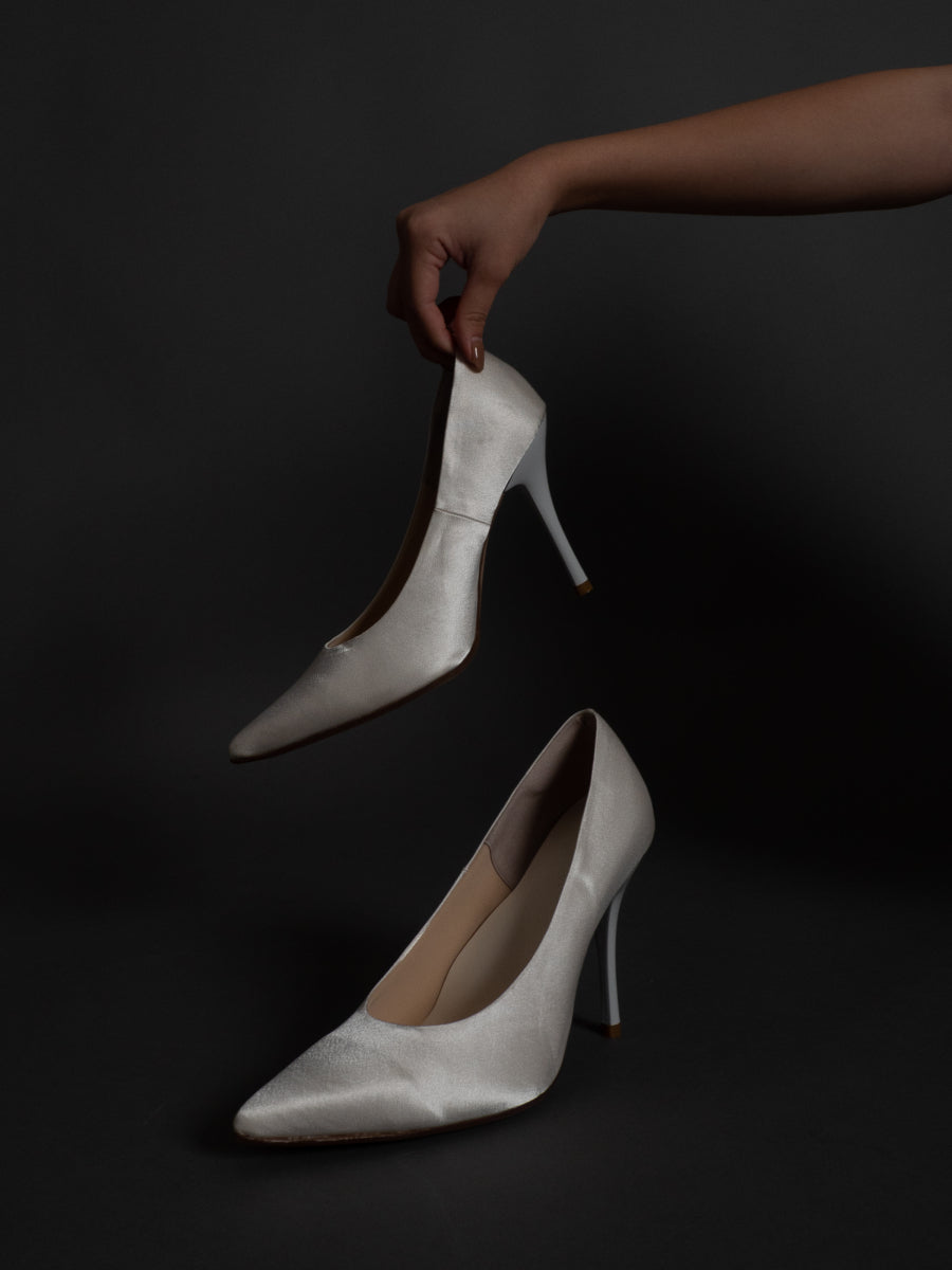 satin wrapped style up heels / ivoryMサイズ表記