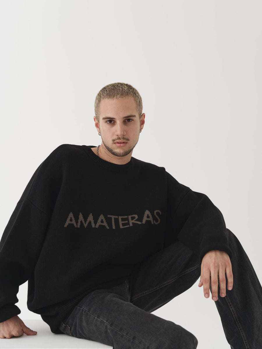 logo comfort knit sweater / black