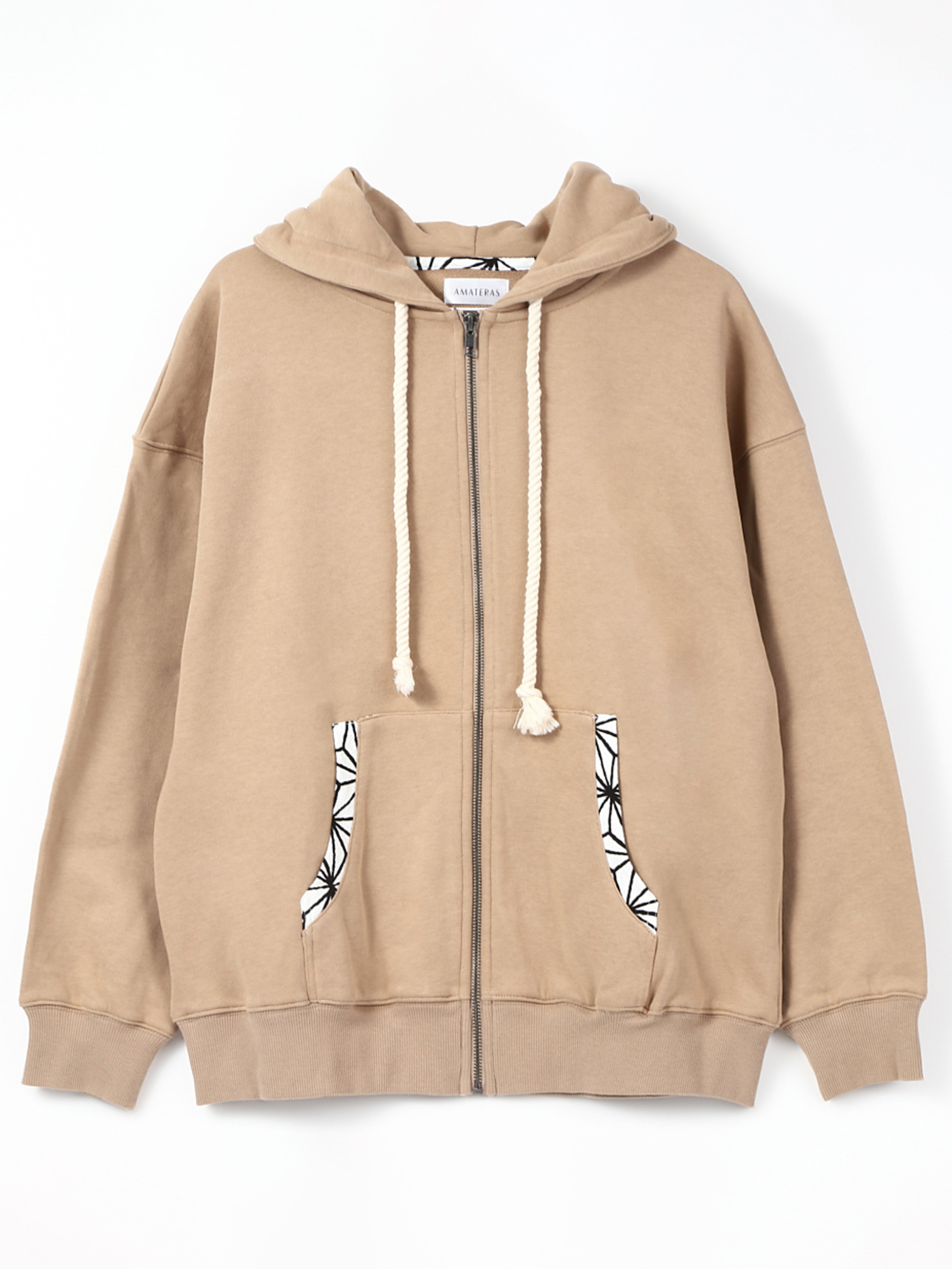 casual asanoha pocket hoodie / beige – AMATERASJAPAN