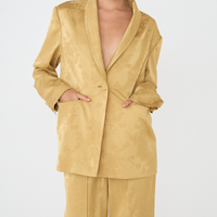 Jacquard Lounge Satin Jacket / mustard