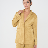 Jacquard Lounge Satin Jacket / mustard