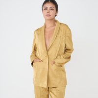 Jacquard Lounge Satin Jacket / mustard