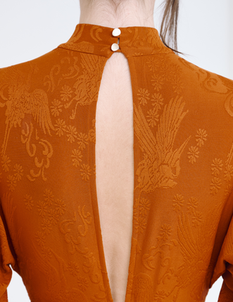 Mandarin Glow Jacquard Jumpsuit / Amber(mandarin)