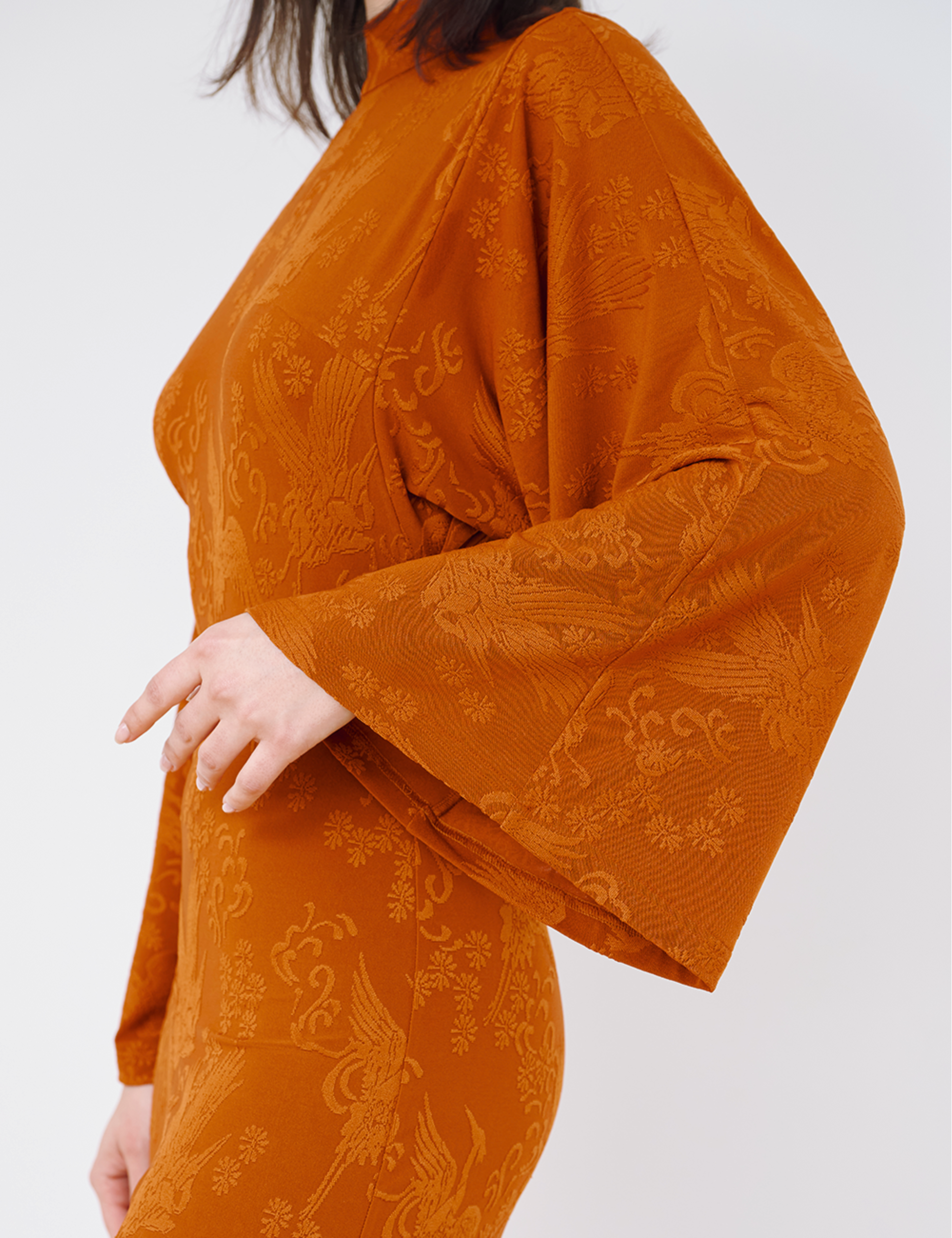 Mandarin Glow Jacquard Jumpsuit / Amber(mandarin)