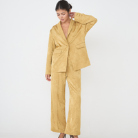 Jacquard Lounge Satin Pants / mustard