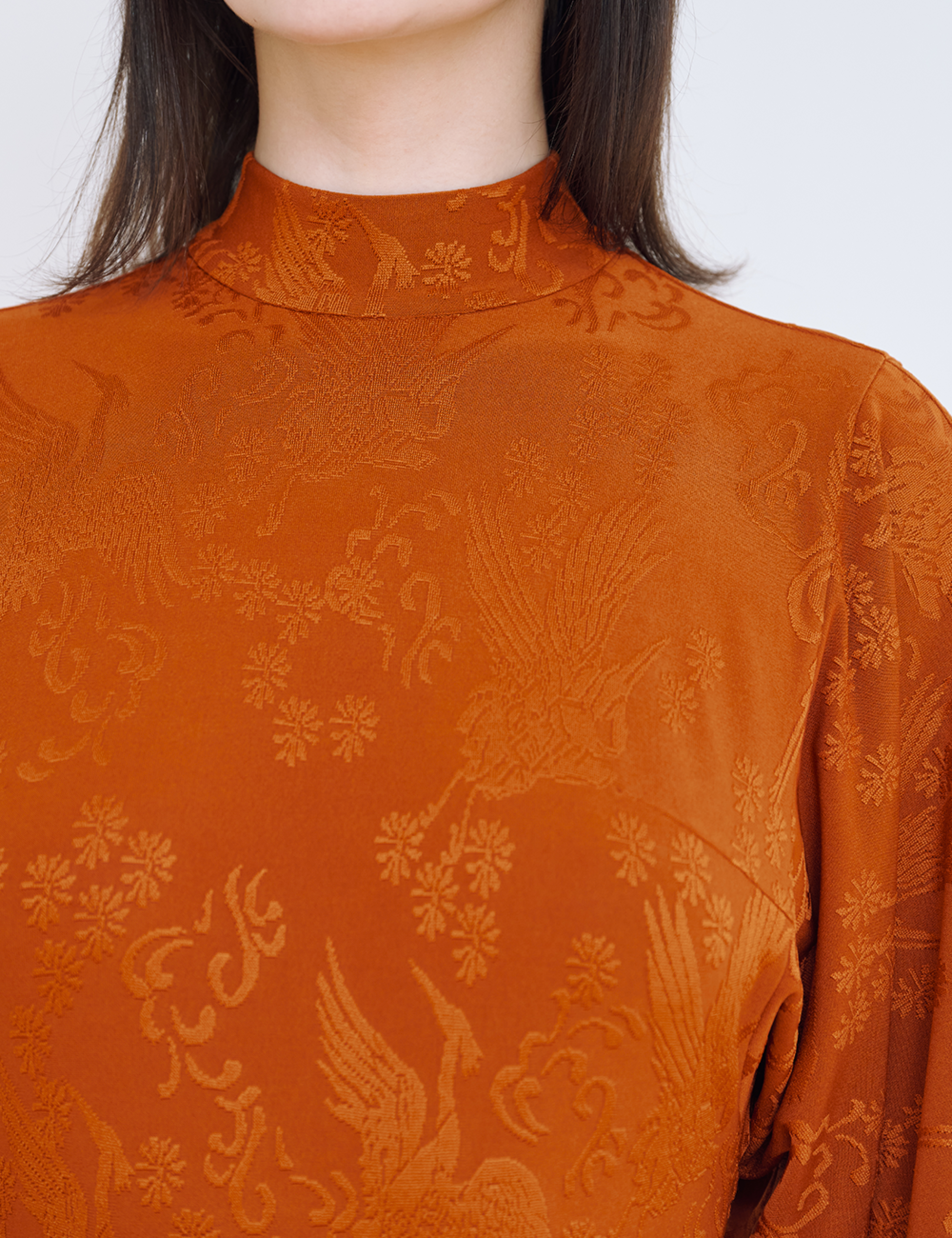 Mandarin Glow Jacquard Jumpsuit / Amber(mandarin)