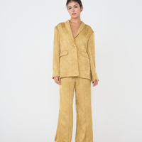 Jacquard Lounge Satin Pants / mustard