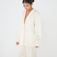 "Effortless Luxe Set"（Satin Jacket + Satin Suit Pants） / 白花(ivory)