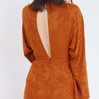 Mandarin Glow Jacquard Jumpsuit / Amber(mandarin)