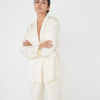 "Effortless Luxe Set"（Satin Jacket + Satin Suit Pants） / 白花(ivory)