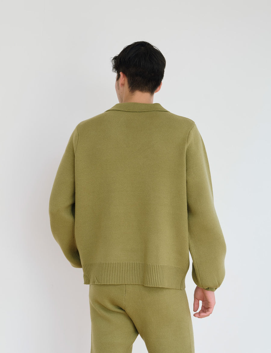 Rich Taupe Collared Sweater / 松葉(Khaki)