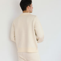 Rich Taupe Collared Sweater / 白花(Ivory)