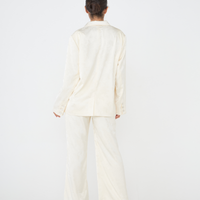 "Effortless Luxe Set"（Satin Jacket + Satin Suit Pants） / 白花(ivory)