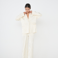 "Effortless Luxe Set"（Satin Jacket + Satin Suit Pants） / 白花(ivory)