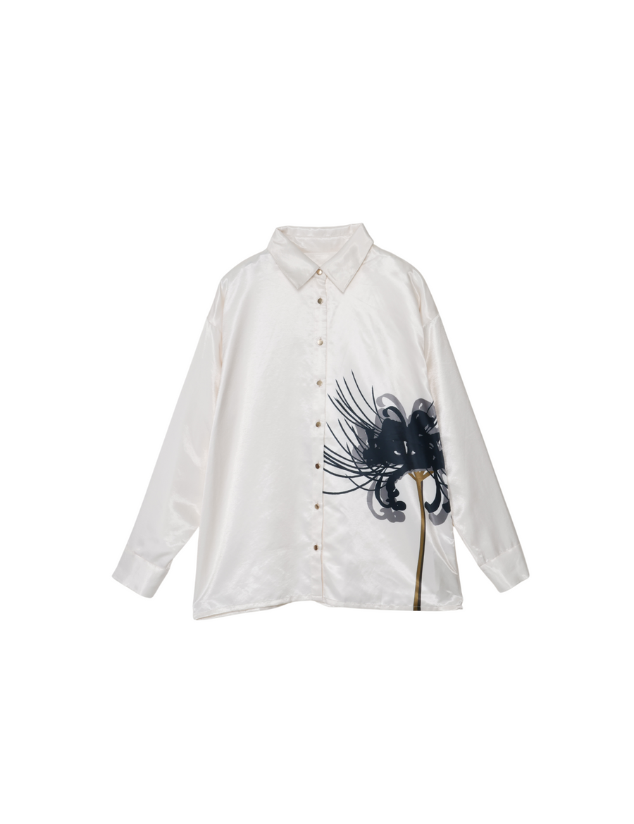 Harmony Elegant Satin Shirt / 胡粉(white)