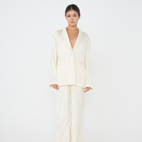 "Effortless Luxe Set"（Satin Jacket + Satin Suit Pants） / 白花(ivory)