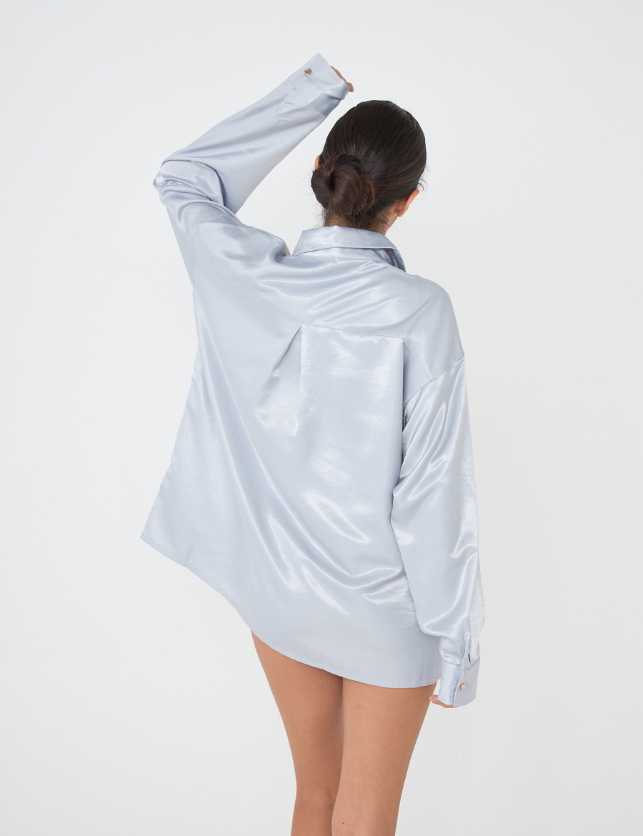 Harmony Elegant Satin Shirt / Gray