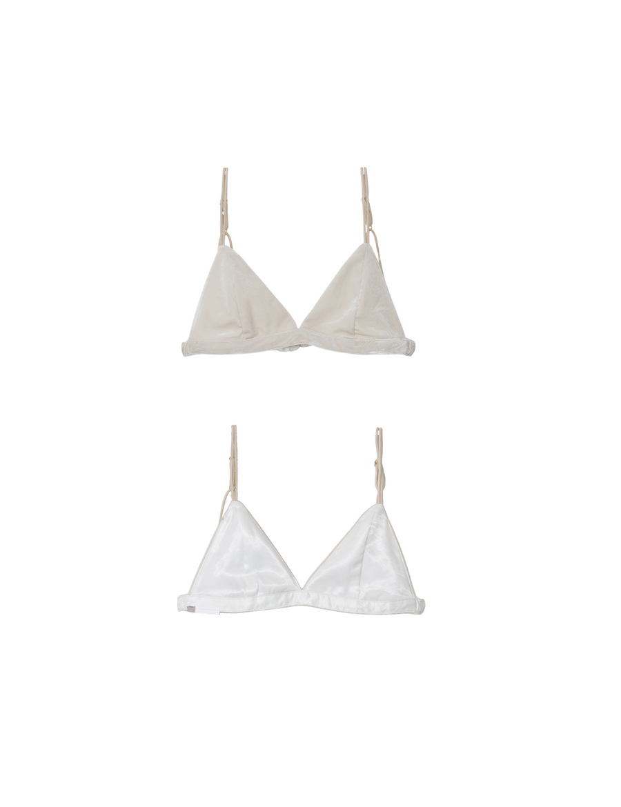 "Soft Embrace Set"（Bralette + Satin Shirt） / 胡粉(white)