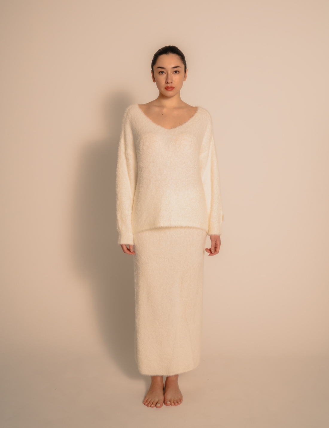 Luxe Touch Knit Maxi Skirt / 胡粉(off white)