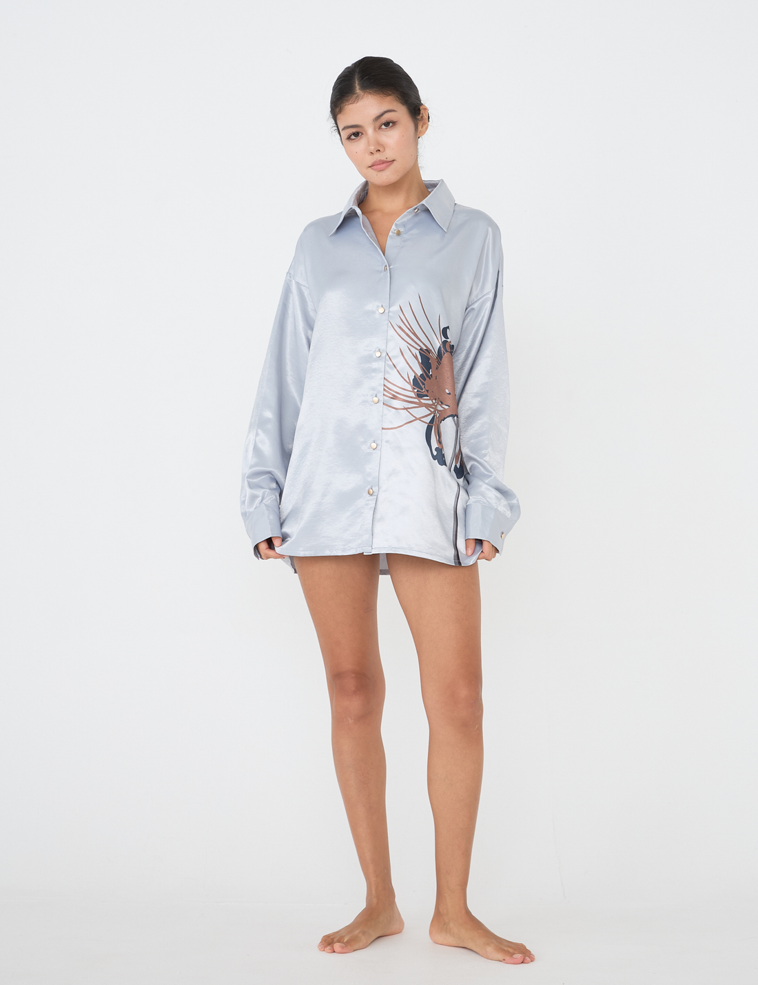 Harmony Elegant Satin Shirt / Gray