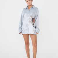 Harmony Elegant Satin Shirt / Gray