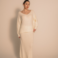 Luxe Touch Knit Maxi Skirt / 胡粉(off white)