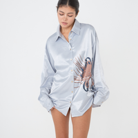 Harmony Elegant Satin Shirt / 薄墨(gray)