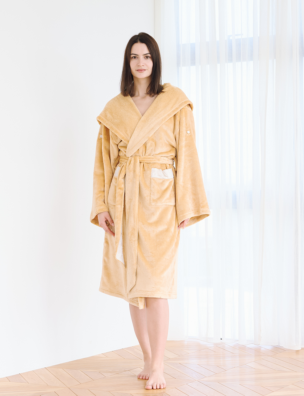 Cuddle Cloud Luxe KIMONO Robe / Honey(light yellow)