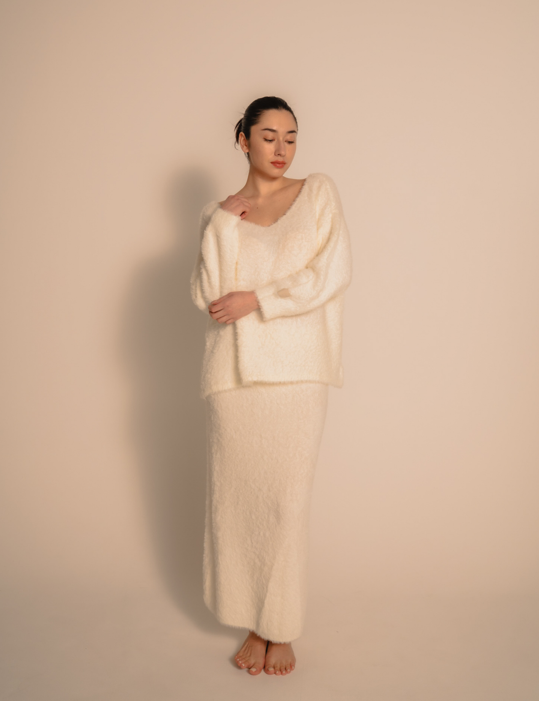 Luxe Touch Knit Maxi Skirt / 胡粉(off white)