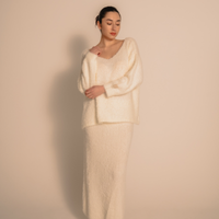 Luxe Touch Knit Maxi Skirt / 胡粉(off white)