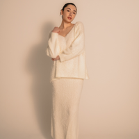 Luxe Touch Knit Maxi Skirt / 胡粉(off white)