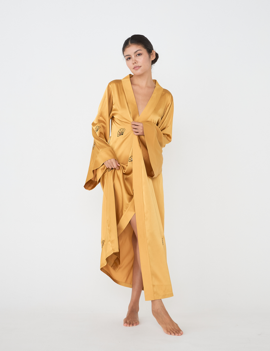 Aurelie Satin Long Robe