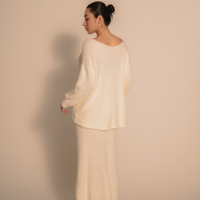 Luxe Touch Knit Maxi Skirt / 胡粉(off white)