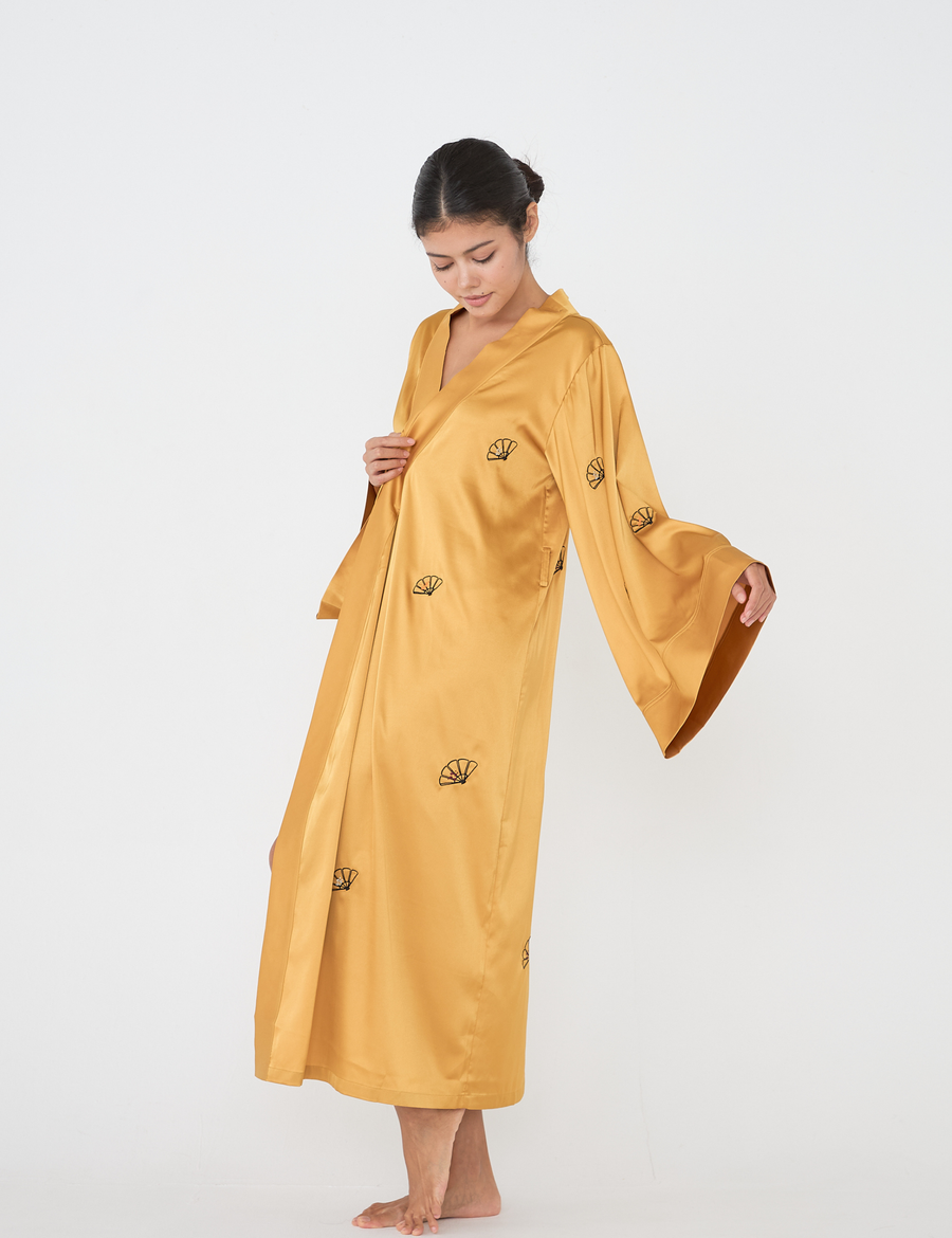 Aurelie Satin Long Robe