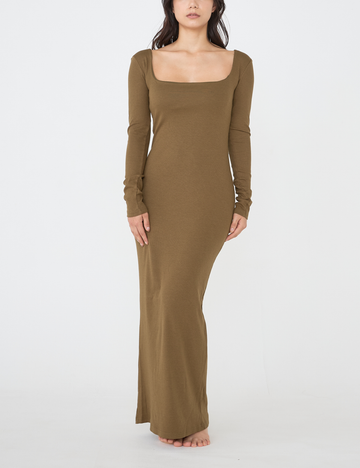 Wear and Go Long Sleeve Maxi Dress / Matsuba (khaki)