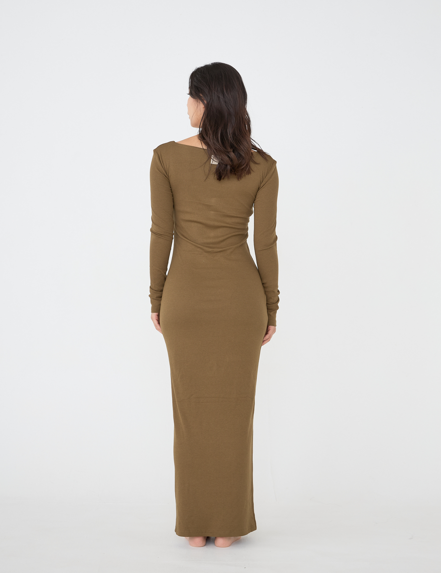 Wear and Go Long Sleeve Maxi Dress / 松葉(khaki)