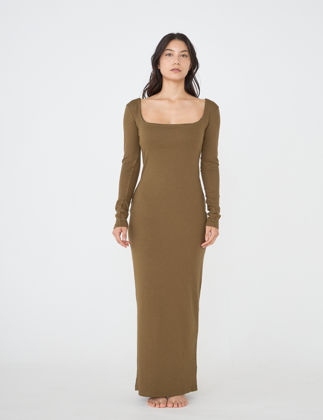 Wear and Go Long Sleeve Maxi Dress / Matsuba (khaki)