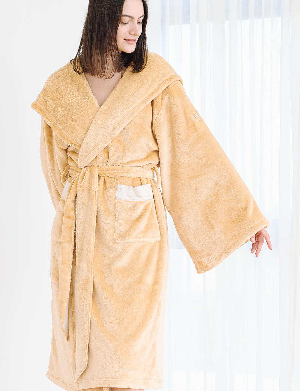 Cuddle Cloud Luxe KIMONO Robe / 蜂蜜(light yellow)