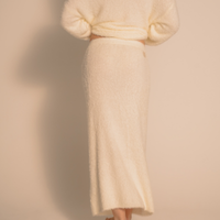 Luxe Touch Knit Maxi Skirt / 胡粉(off white)