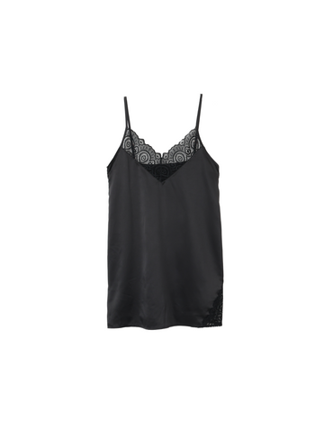 lace satin slip camisole / black