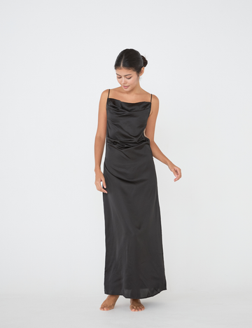 satin elegant draped dress