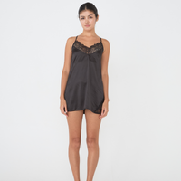 lace satin slip camisole / black