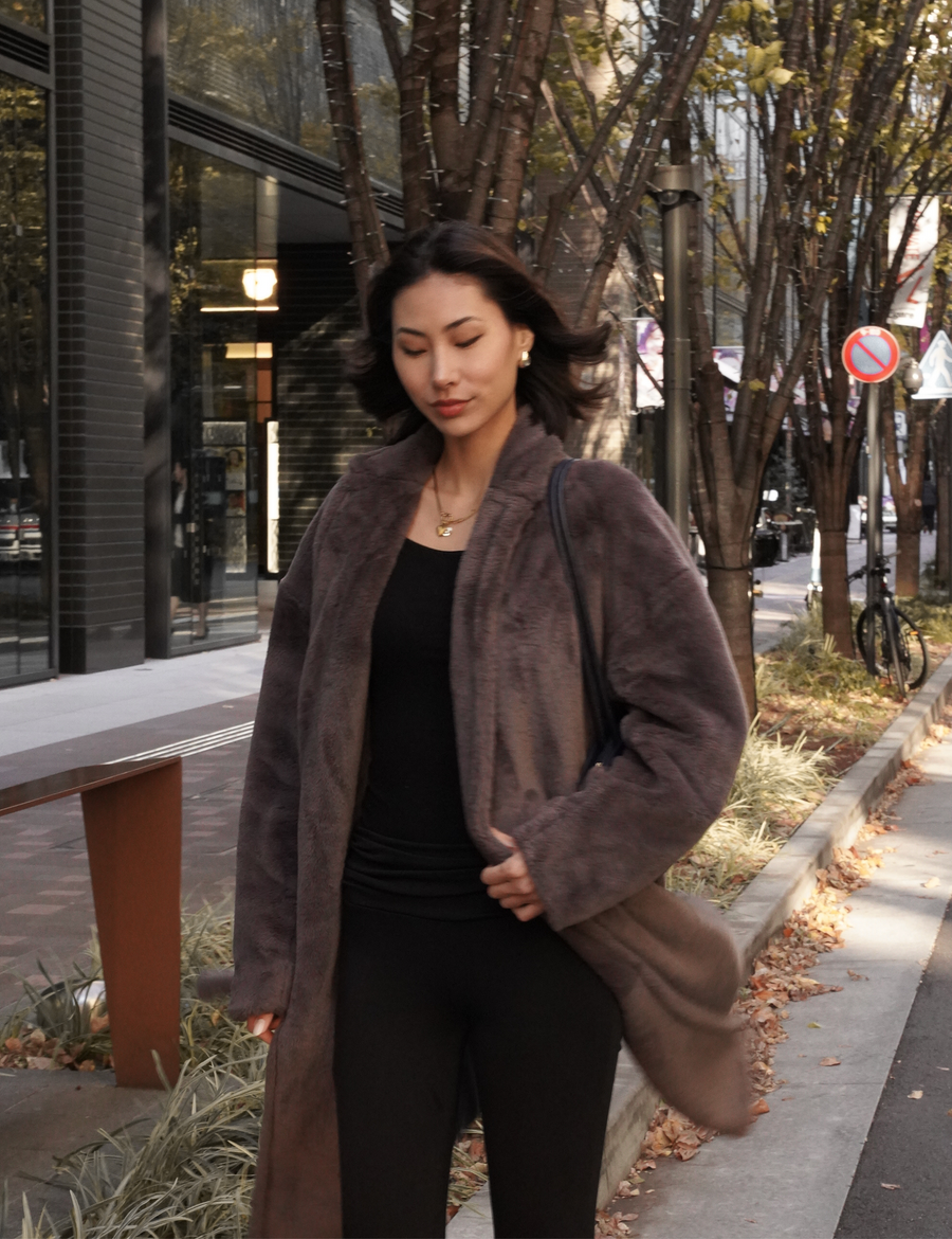 Cosy Up Premium KIMONO Fur Coat / 薄墨(gray)