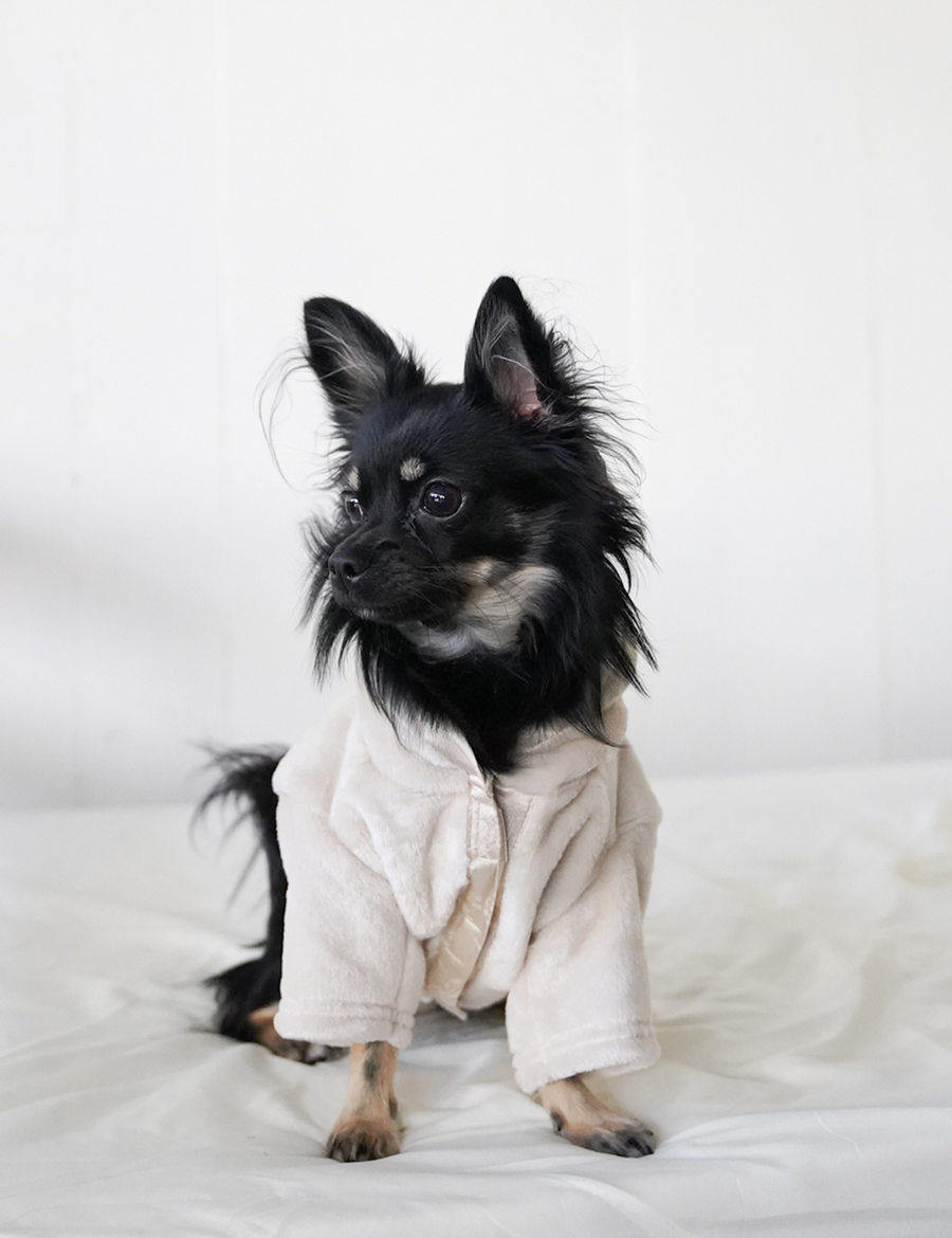 Cuddle Cloud Luxe KIMONO Robe for Puppy / 白花(ivory)