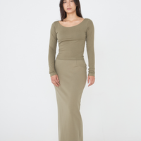 Curve Me Maxi Skirt / Matsuba (khaki)