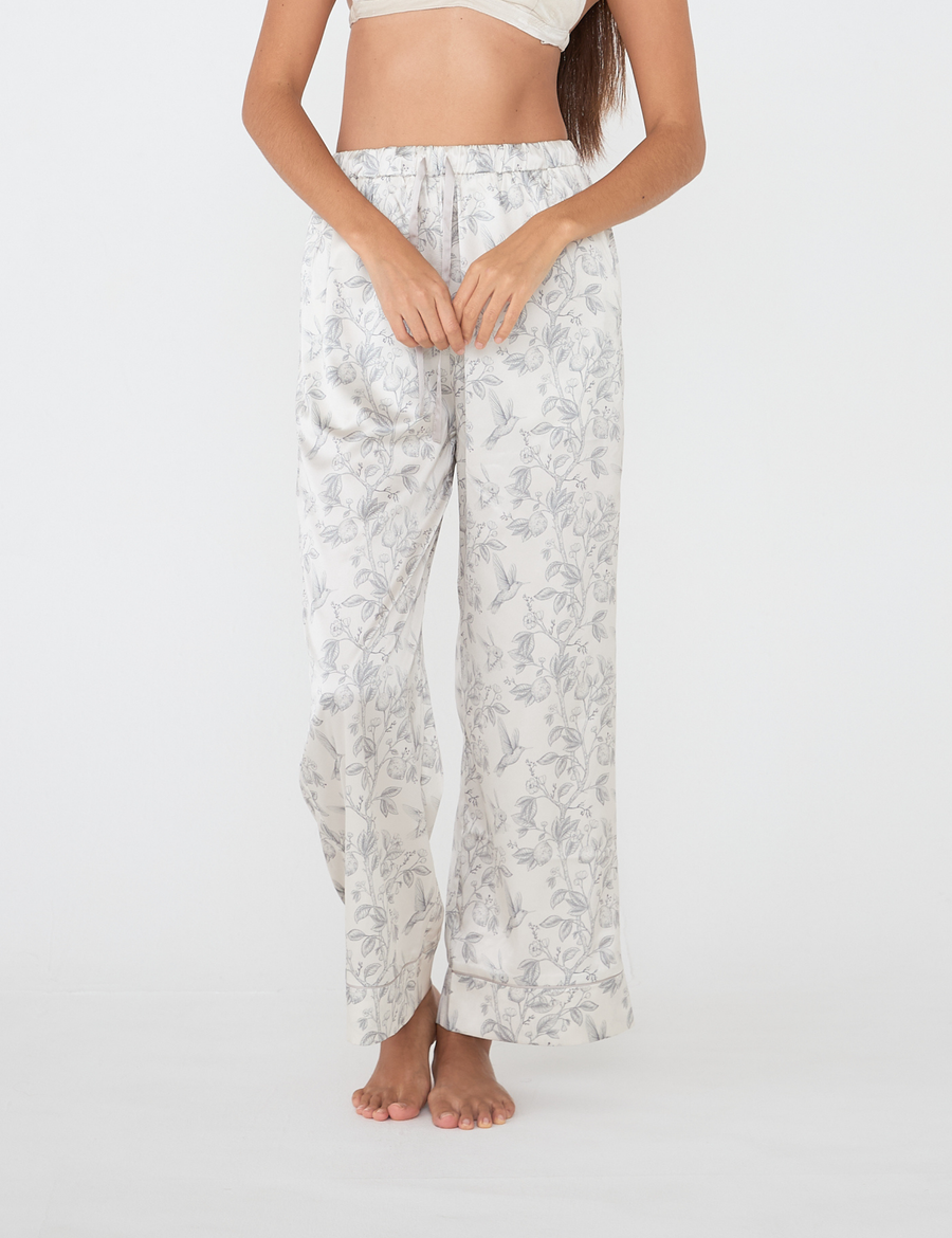 Silky Moonlit Satin Pants / Flax (beige)