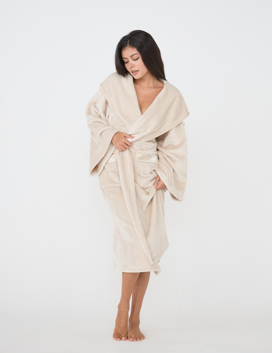 Cuddle Cloud Luxe KIMONO Robe / 白花(ivory)