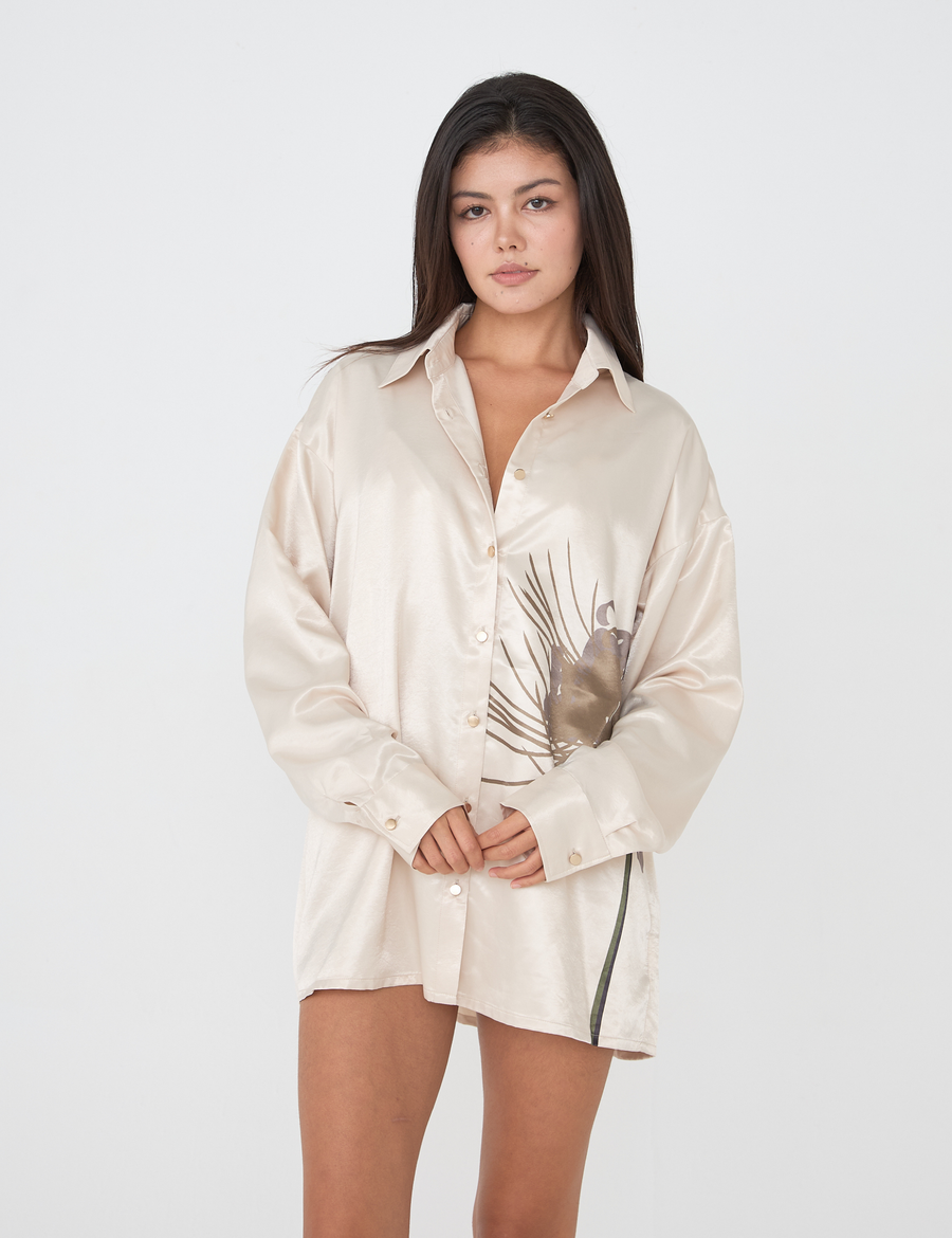 Harmony Elegant Satin Shirt / Flax (beige)