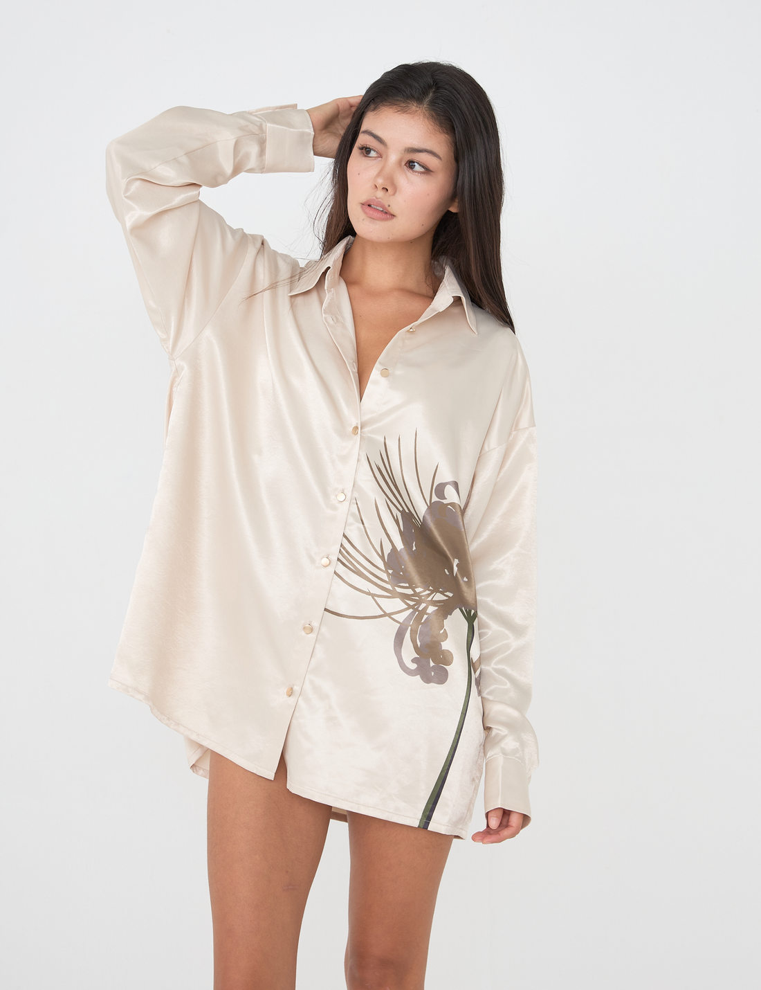 Harmony Elegant Satin Shirt / Flax (beige)