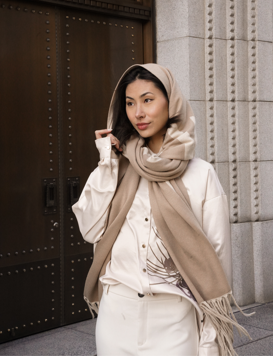 Fluffy Fur Scarf / Flax (Beige)